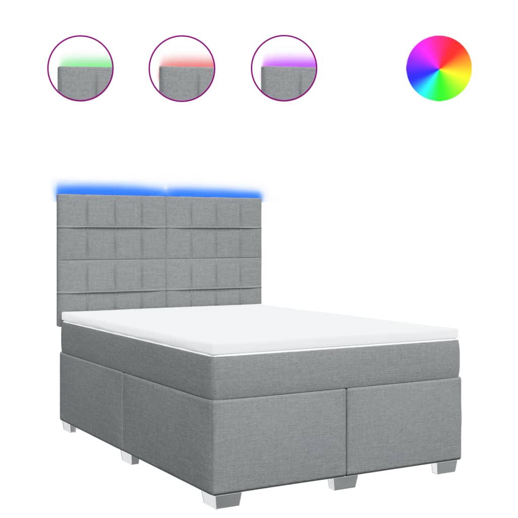 Thumbnail - vidaXL Boxspringbett mit Matratze Hellgrau 140x190 cm Stoff