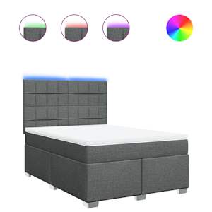 Box spring postel s matrací tmavě šedý 140 x 190 cm textil - obrázek 2