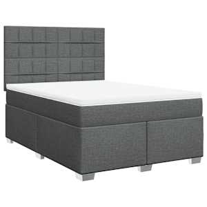 Box spring postel s matrací tmavě šedý 140 x 190 cm textil - obrázek 3