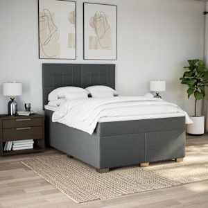 Box spring postel s matrací tmavě šedý 140 x 190 cm textil - obrázek 4