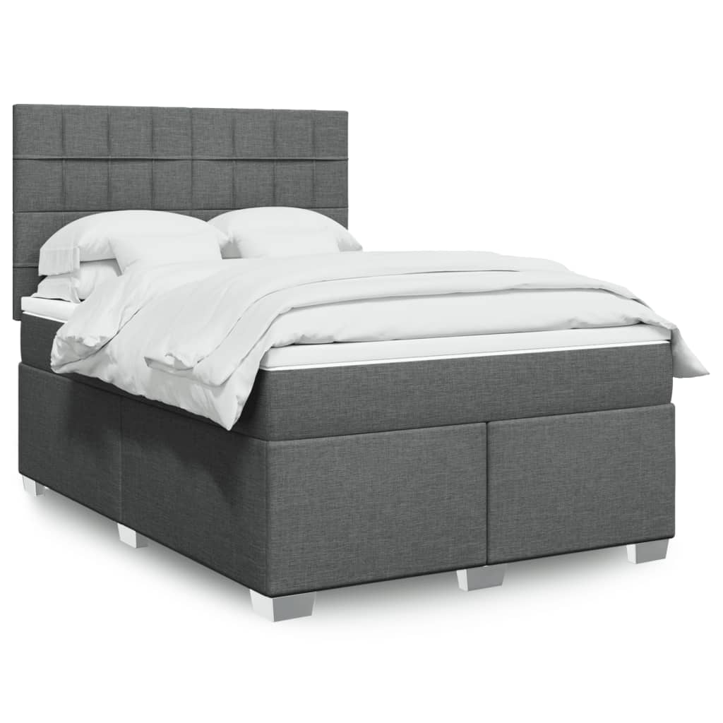 Boxspringbett mit Matratze Dunkelgrau 140×190 cm Stoff