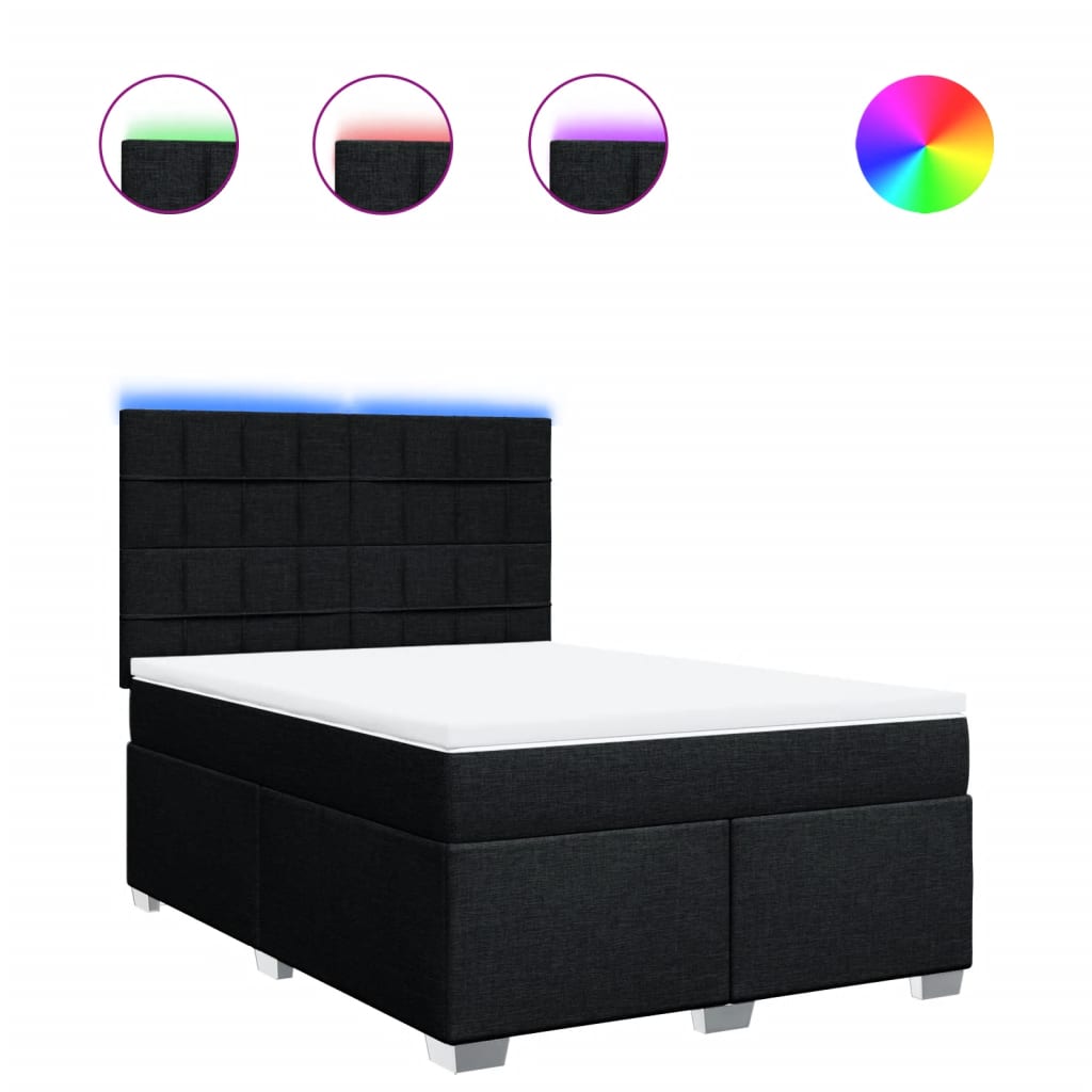Thumbnail - vidaXL Boxspringbett mit Matratze Schwarz 140x190 cm Stoff
