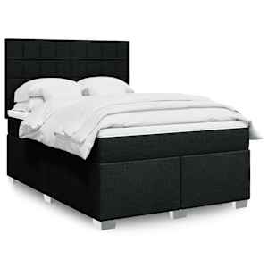 Box spring posteljni z vzmetnico črn 140x190 cm blago