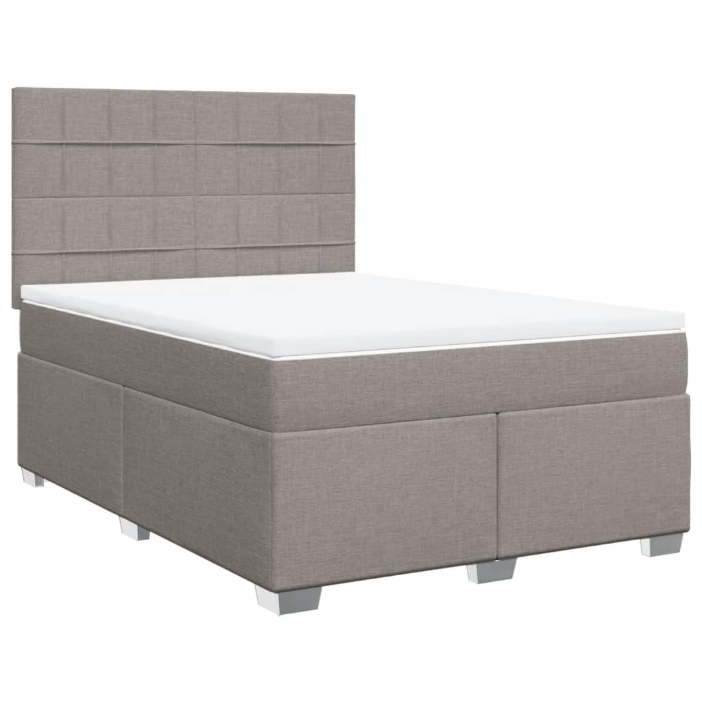vidaXL Boxspring met matras stof taupe 140x190 cm afbeelding