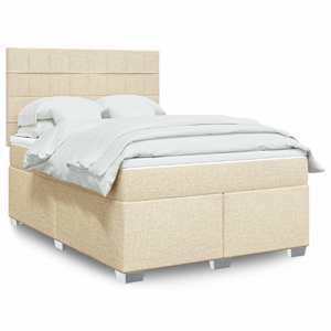 Box spring postelja z vzmetnico krem 140x190 cm blago
