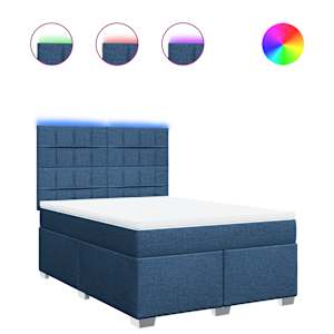 Box spring postel s matrací modrá 140x190 cm textil - obrázek 2