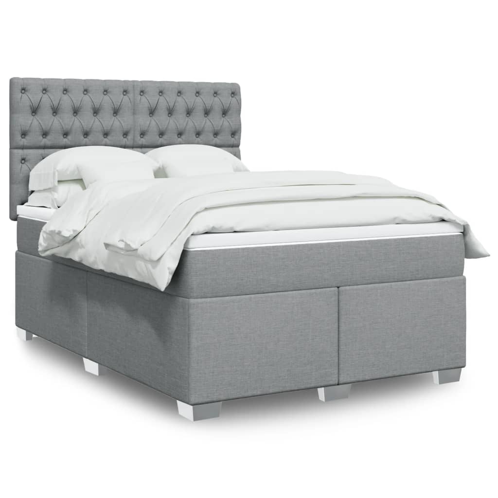 Boxspringbett mit Matratze Hellgrau 140×190 cm Stoff