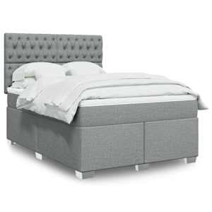 Box spring postel s matrací světle šedá 140 x 190 cm textil - obrázek 1
