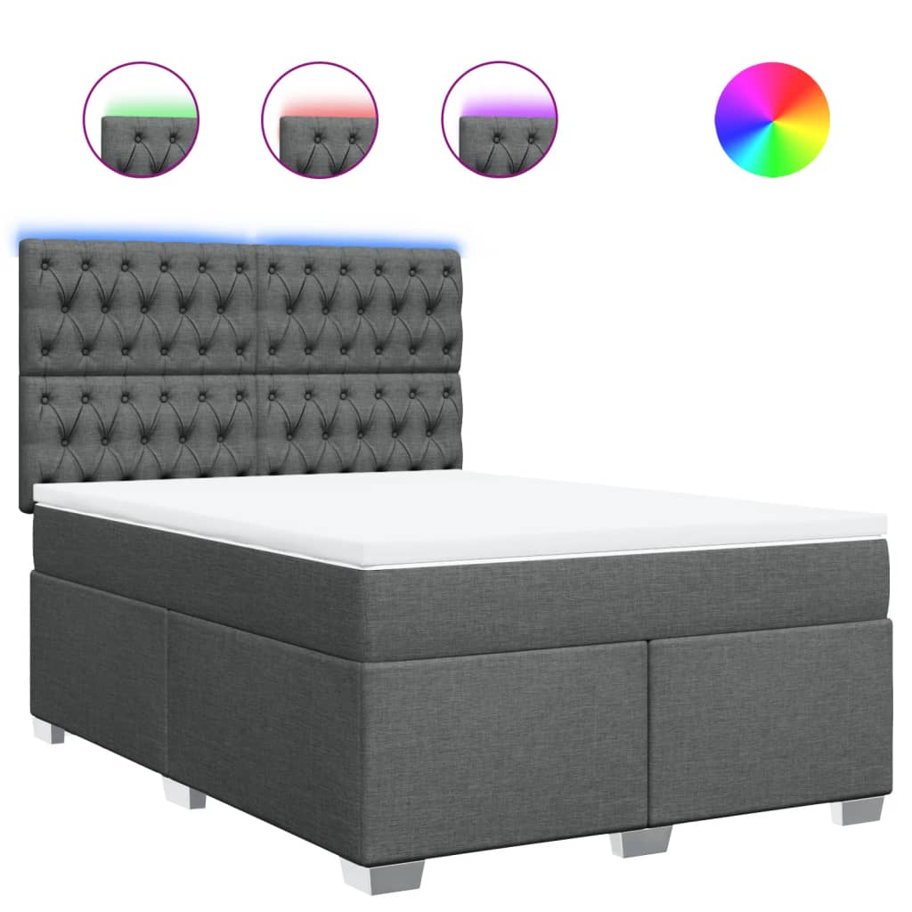 Thumbnail - vidaXL Boxspringbett mit Matratze Dunkelgrau 140x190 cm Stoff
