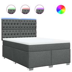 Box spring postel s matrací tmavě šedý 140 x 190 cm textil - obrázek 2