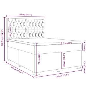 Box spring postel s matrací tmavě šedý 140 x 190 cm textil - obrázek 18