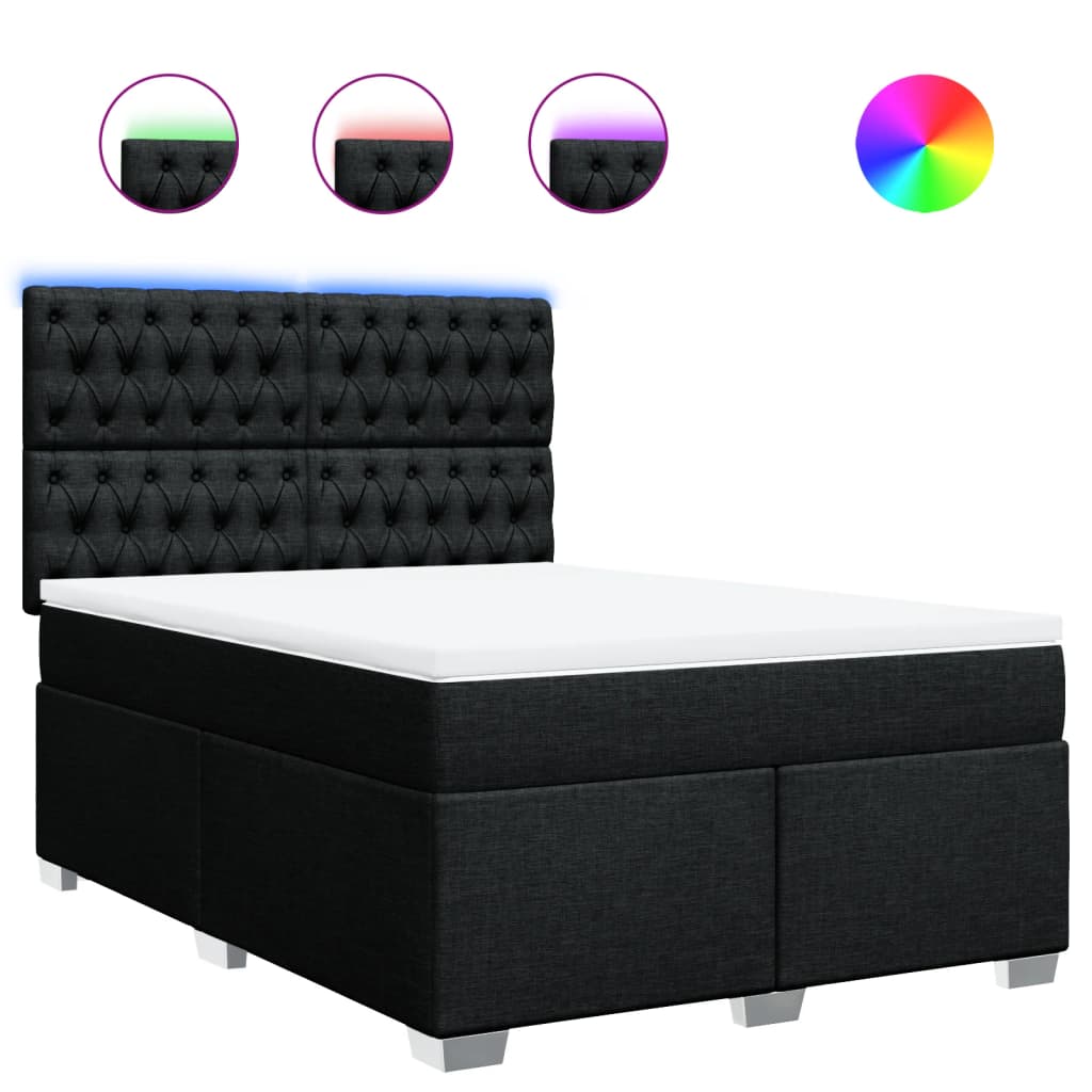 Thumbnail - vidaXL Boxspringbett mit Matratze Schwarz 140x190 cm Stoff