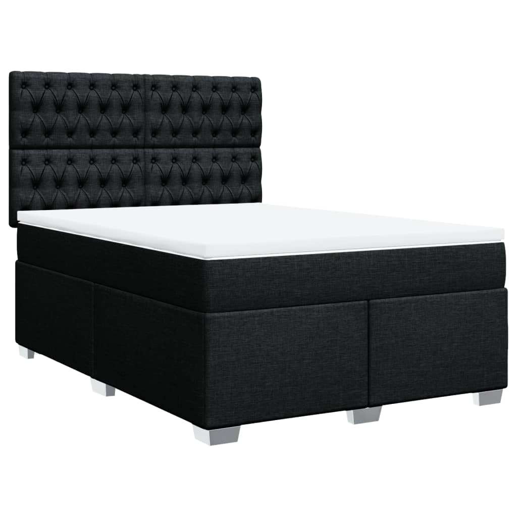 vidaXL Boxspring met matras stof zwart 140x190 cm afbeelding