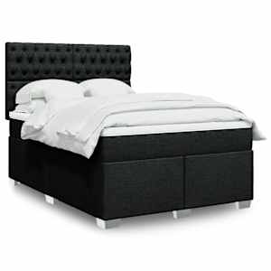 Box spring postel s matrací černá 140 x 190 cm textil - obrázek 1