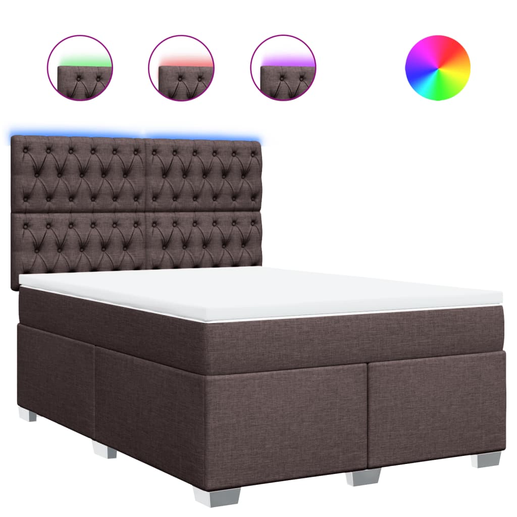 vidaXL Box spring postel s matrací tmavě hnědá 140x190 cm textil
