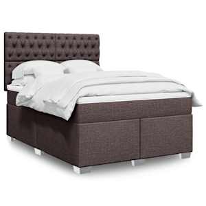 Box spring postelja z vzmetnico temno rjav 140x190 cm blago