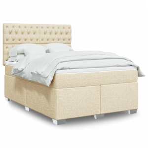 Box spring postelja z vzmetnico krem 140x190 cm blago