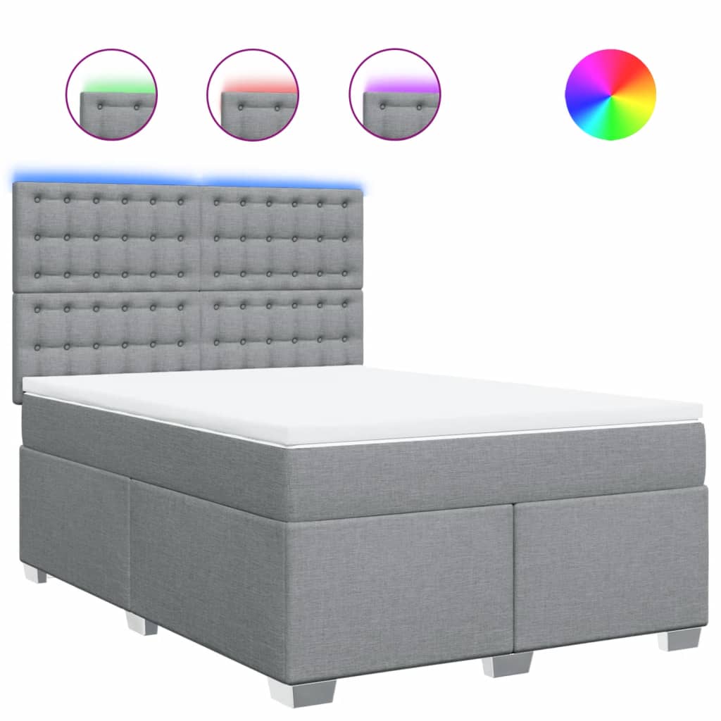 vidaXL Box spring postel s matrací světle šedá 140 x 190 cm textil