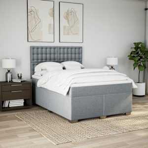 Box spring postel s matrací světle šedá 140 x 190 cm textil - obrázek 4