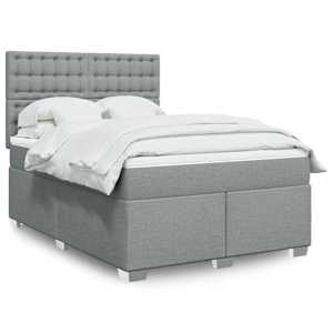 Box spring postel s matrací světle šedá 140 x 190 cm textil - obrázek 1