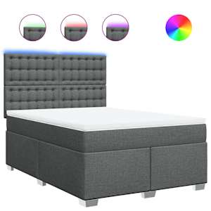 Box spring postel s matrací tmavě šedý 140 x 190 cm textil - obrázek 2