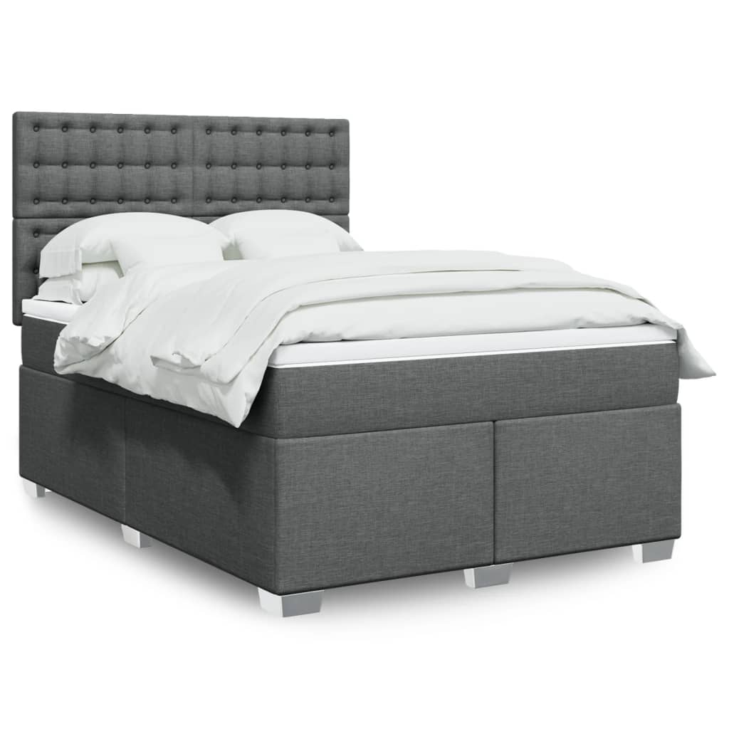 Boxspringbett mit Matratze Dunkelgrau 140×190 cm Stoff