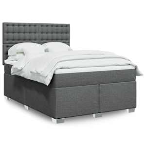 Box spring postel s matrací tmavě šedý 140 x 190 cm textil - obrázek 1