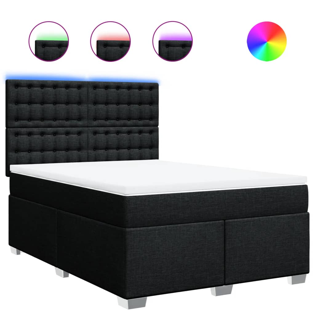 Thumbnail - vidaXL Boxspringbett mit Matratze Schwarz 140x190 cm Stoff