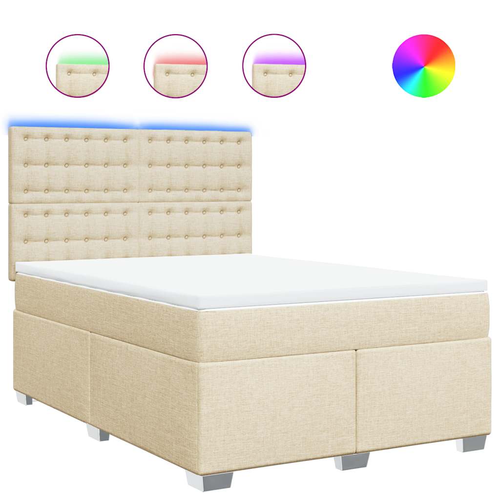 vidaXL Box spring postel s matrací krémová 140x190 cm textil