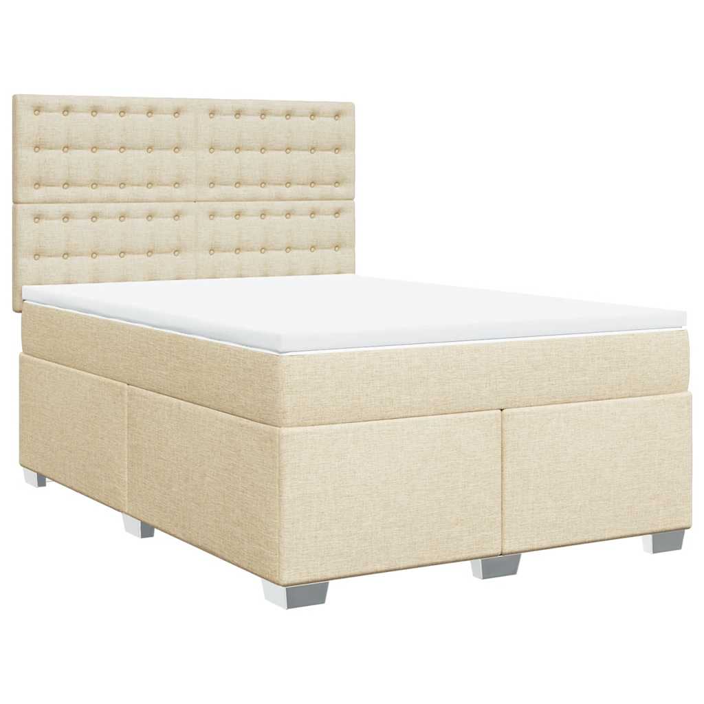 Thumbnail - vidaXL Boxspringbett mit Matratze Creme 140x190 cm Stoff