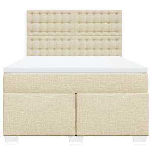 Box spring postel s matrací krémová 140x190 cm textil - obrázek 6