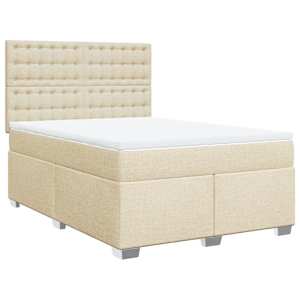 vidaXL Cama com molas/colch&atilde;o 140x190 cm tecido cor creme
