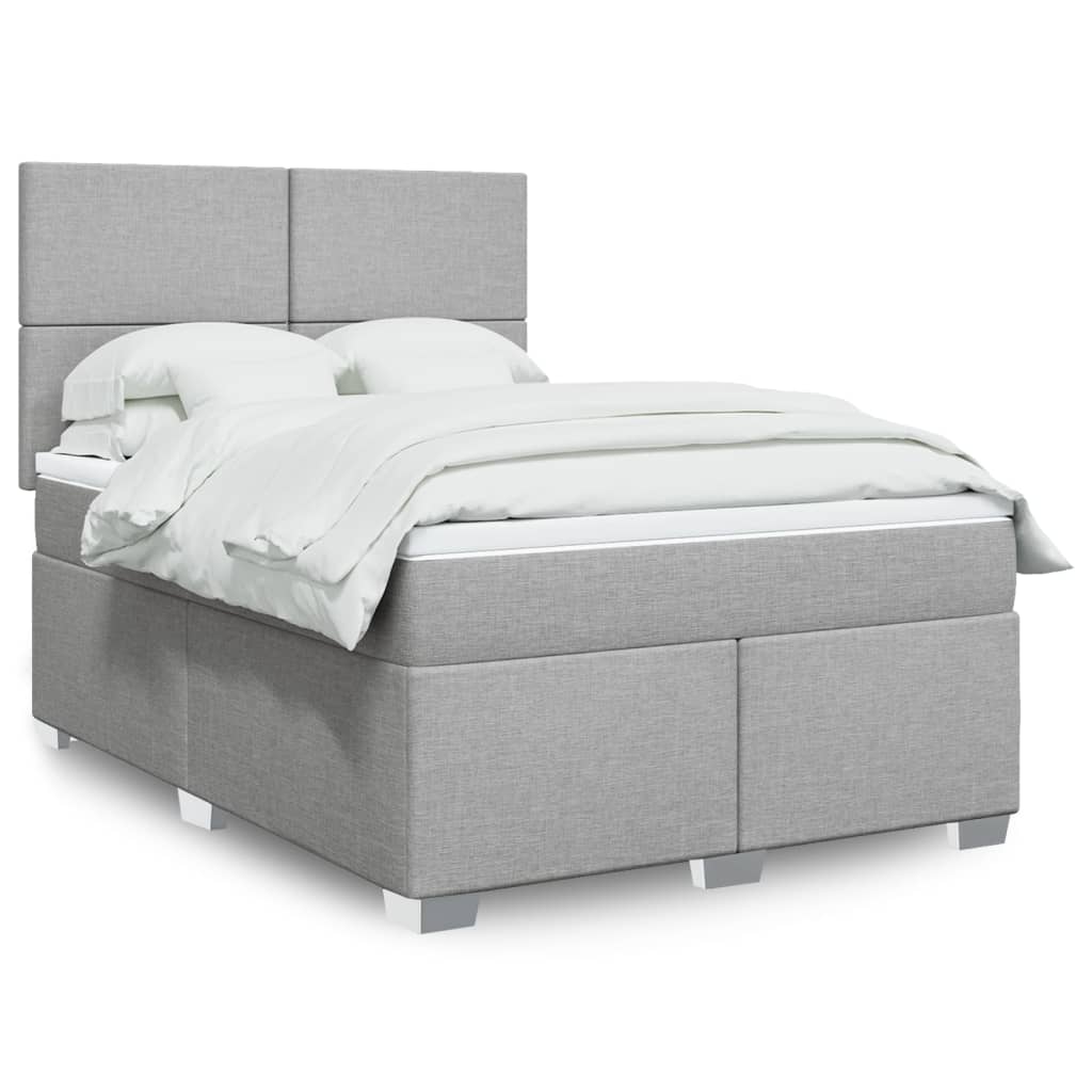 Boxspringbett mit Matratze Hellgrau 140×200 cm Stoff