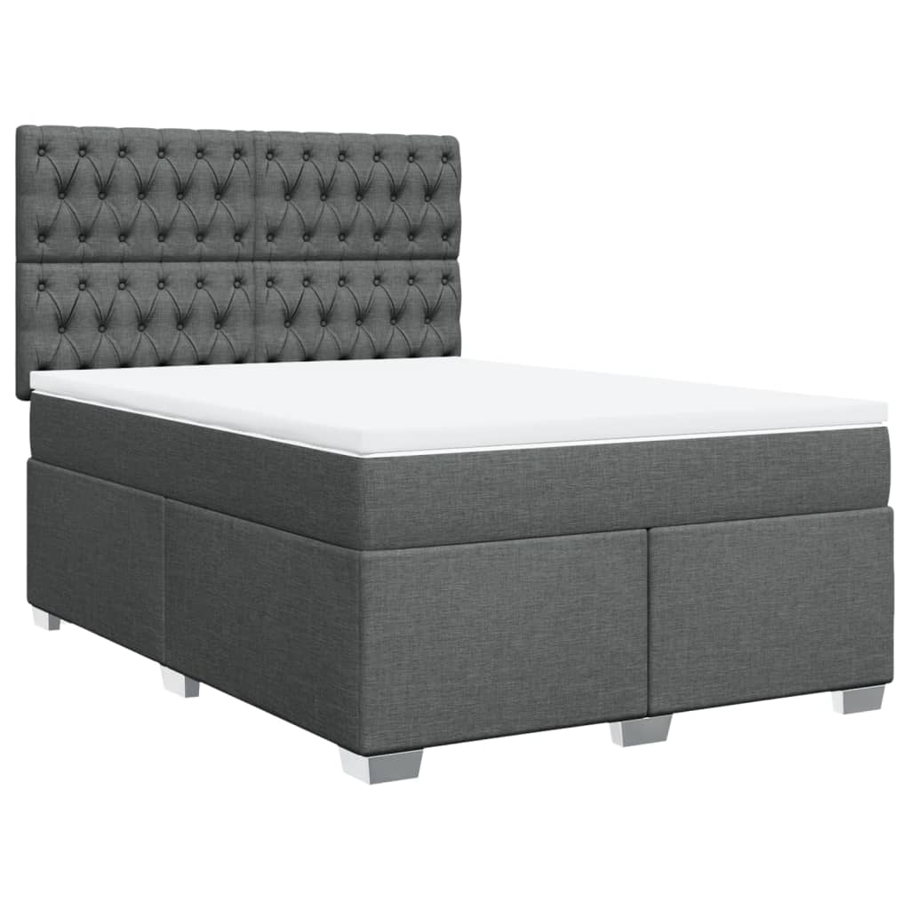 vidaXL Boxspring met matras stof donkergrijs 140x200 cm afbeelding
