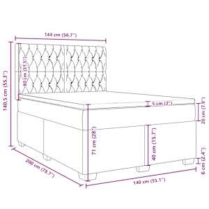 Box spring postel s matrací tmavě šedá 140x200 cm textil - obrázek 17