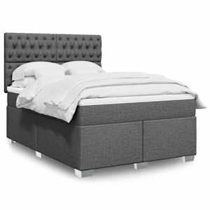Box spring postel s matrací tmavě šedá 140x200 cm textil - obrázek 1