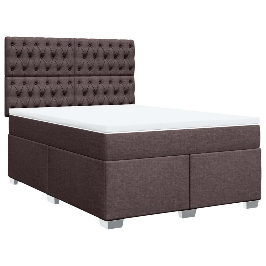 vidaXL Boxspring met matras stof donkerbruin 140x200 cm afbeelding