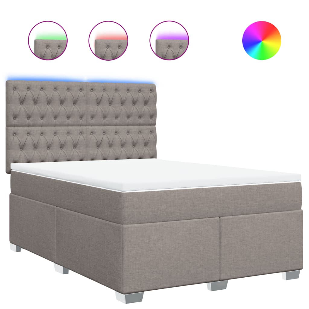 Thumbnail - vidaXL Boxspringbett mit Matratze Taupe 140x200 cm Stoff