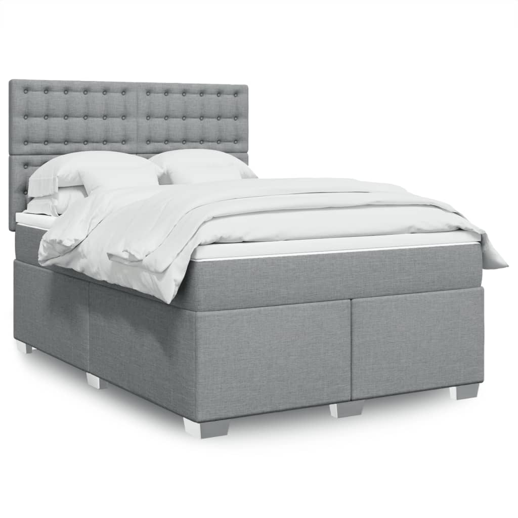 Boxspringbett mit Matratze Hellgrau 140×200 cm Stoff