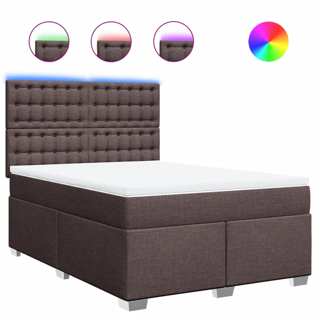 Thumbnail - vidaXL Boxspringbett mit Matratze Dunkelbraun 140x200 cm Stoff