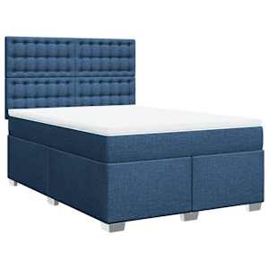 vidaXL Boxspring met matras stof blauw 140x200 cm