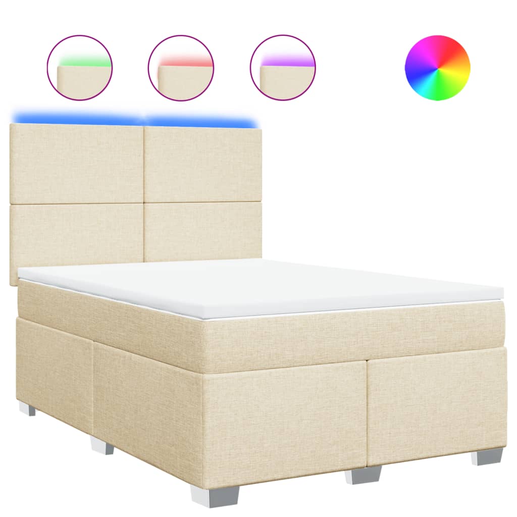 vidaXL Box spring postel s matrací krémová 160x200 cm textil