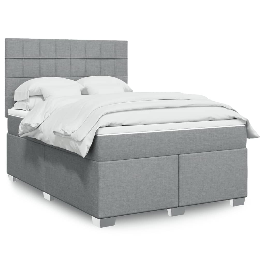 Boxspringbett mit Matratze Hellgrau 160×200 cm Stoff