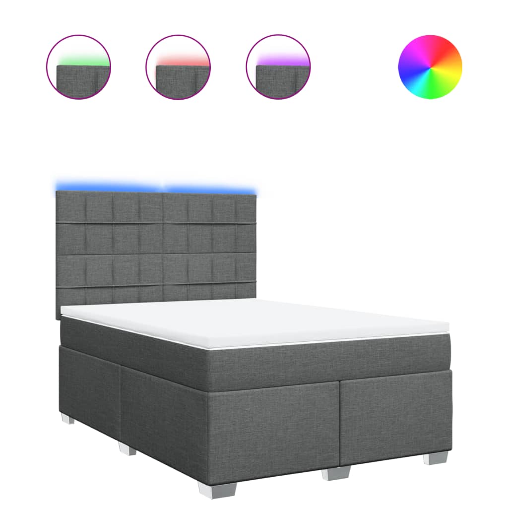 vidaXL Box spring postel s matrací tmavě šedá 160x200 cm textil
