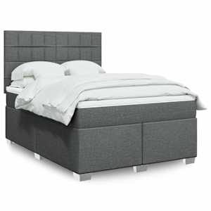 Box spring postelja z vzmetnico temno siva 160x200 cm blago