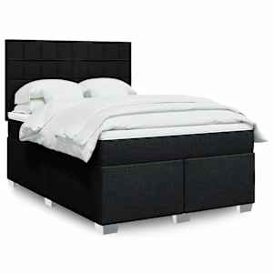 Box spring postelja z vzmetnico črna 160x200 cm blago
