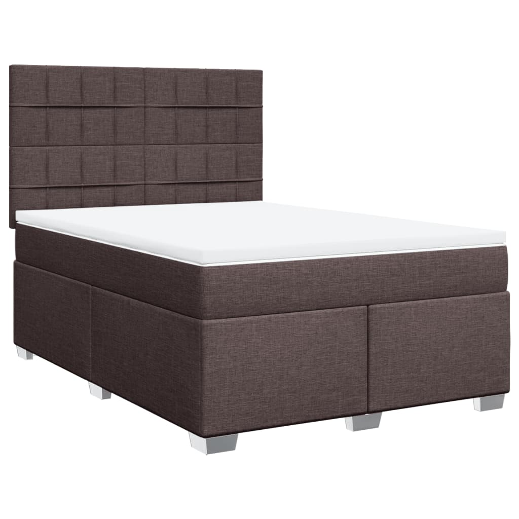 vidaXL Boxspring met matras stof donkerbruin 160x200 cm afbeelding