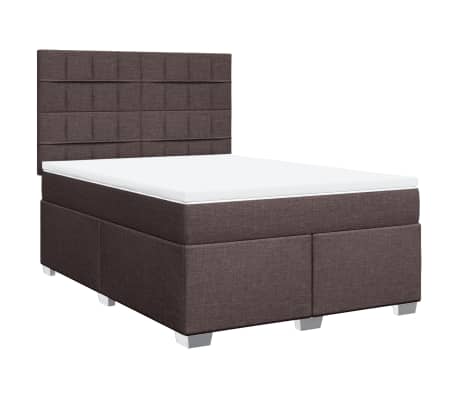 vidaXL Pat box spring cu saltea, maro &icirc;nchis, 160x200 cm, textil