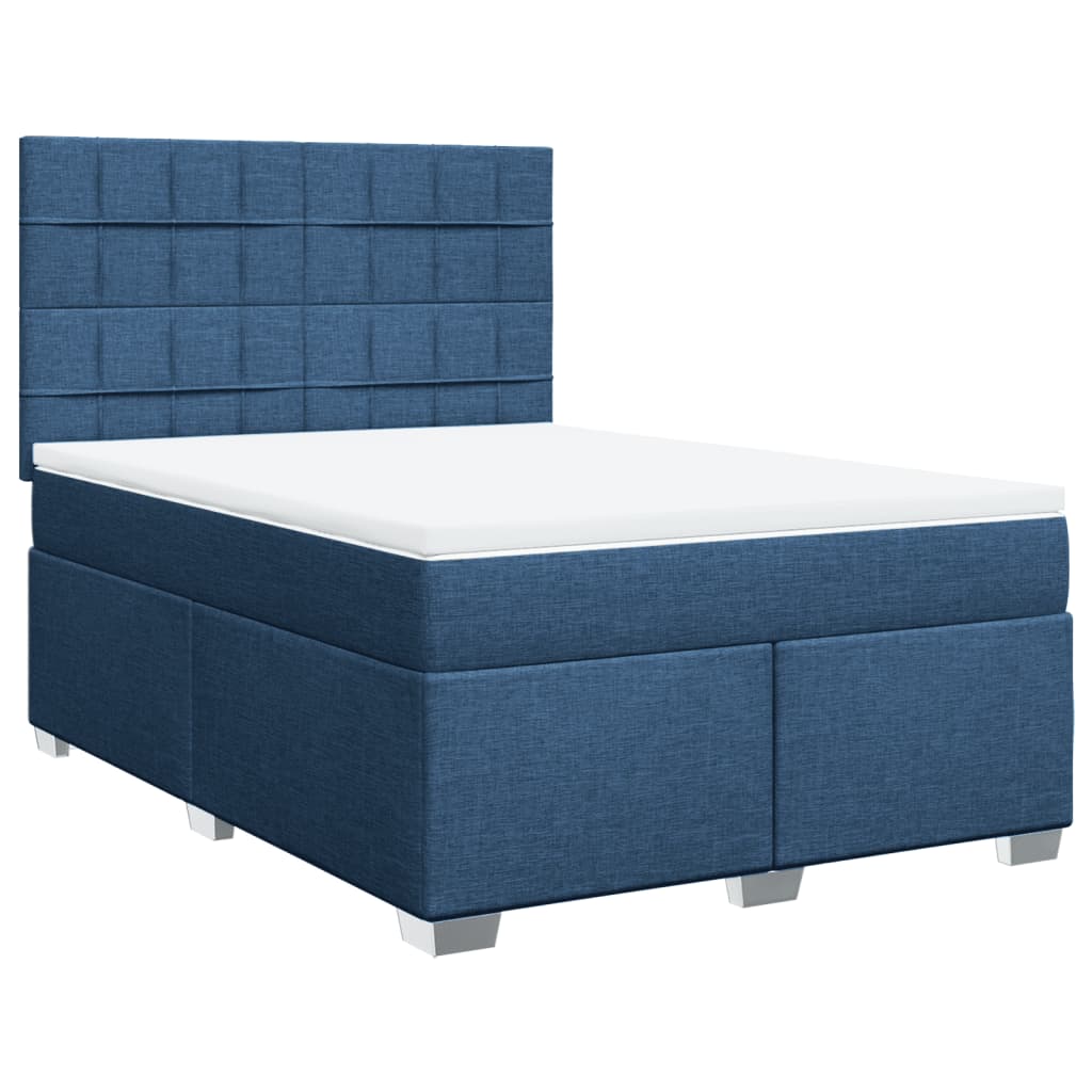 vidaXL Boxspring met matras stof blauw 160x200 cm afbeelding