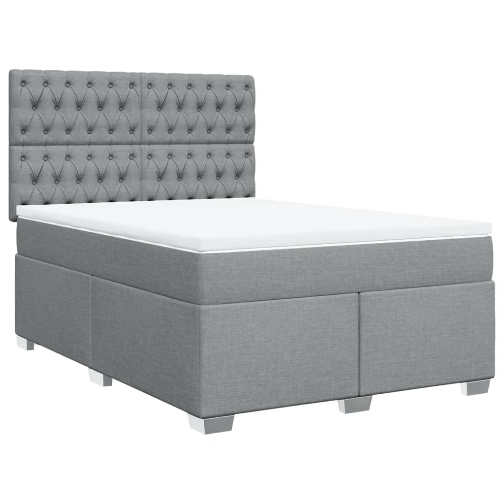 vidaXL Boxspring met matras stof lichtgrijs 160x200 cm afbeelding
